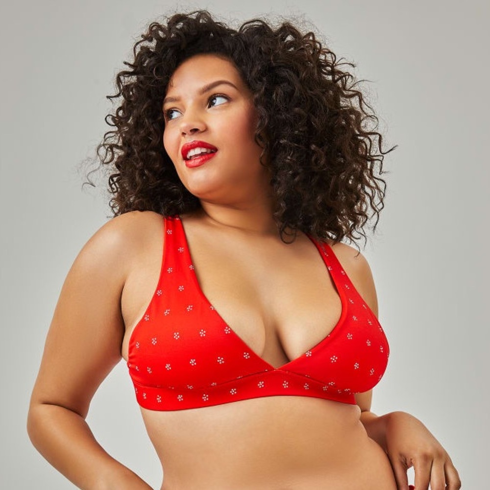 Kitty and Vibe “Sofia” print Plunge Bikini Top